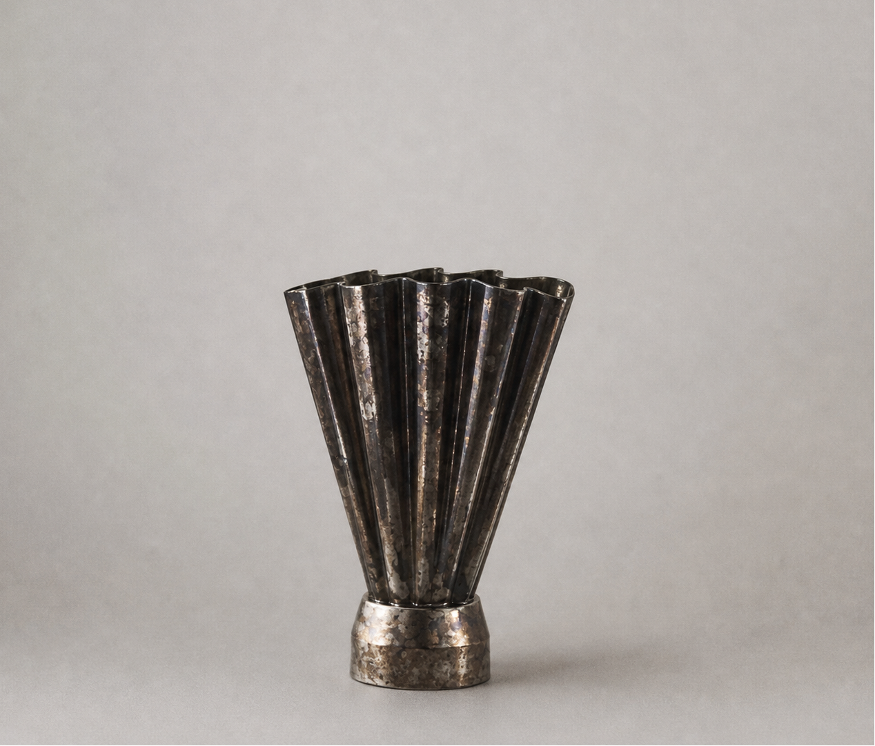 Fluted Pedestal Metal Vase