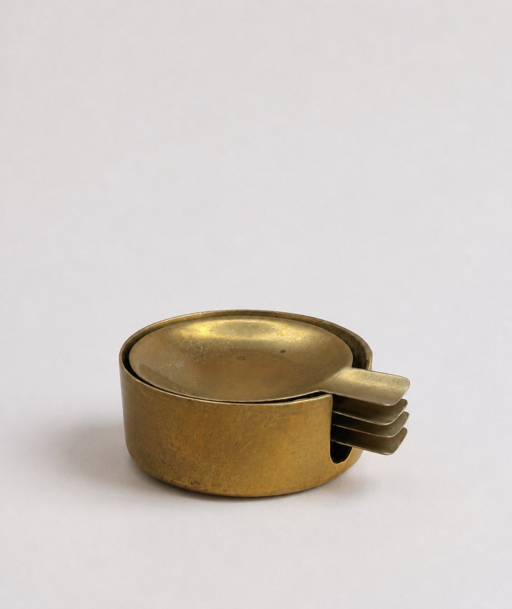 Vintage Brass Stackable Ashtray Set