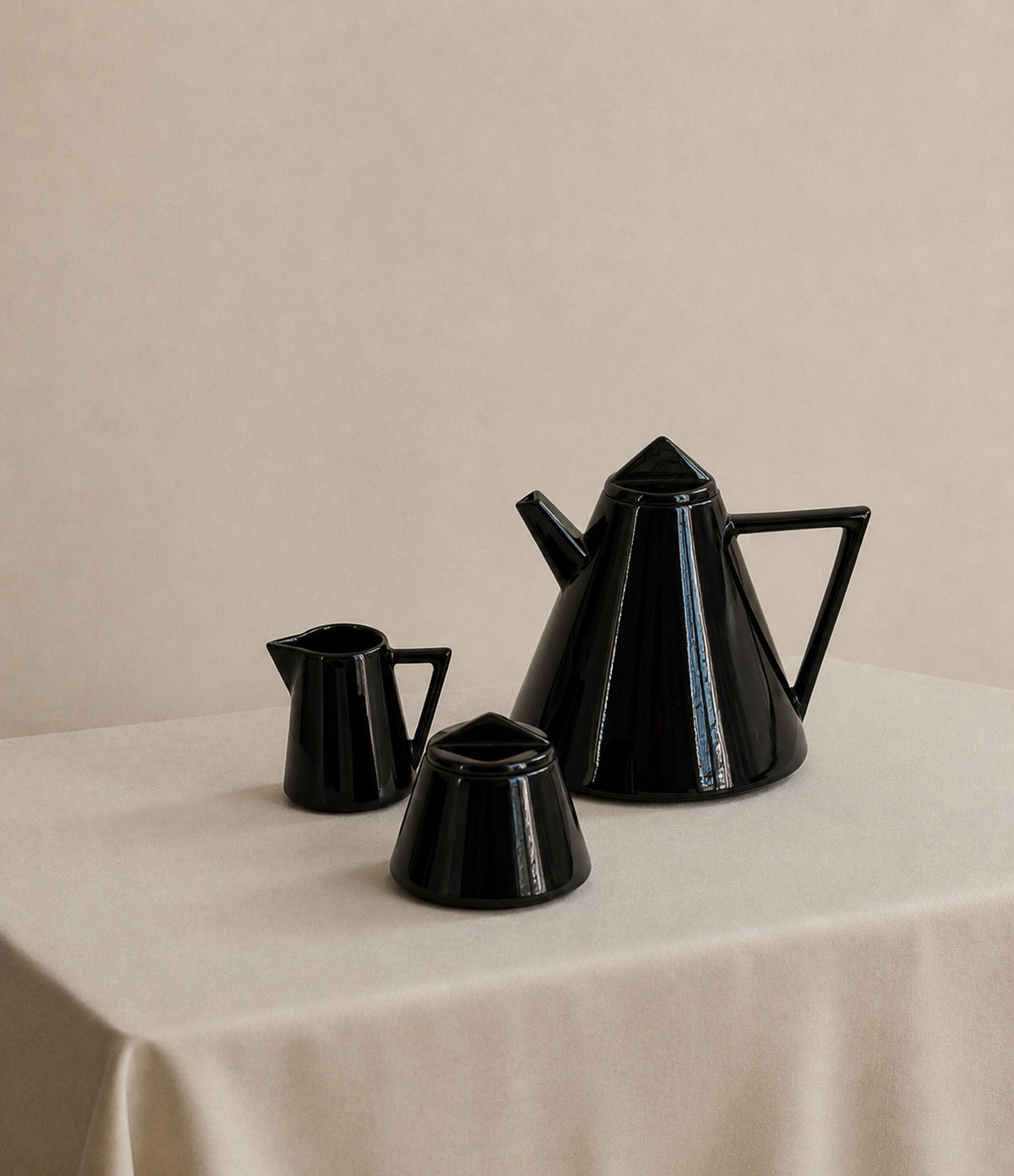 Black Lacquered Coffee Pot Set