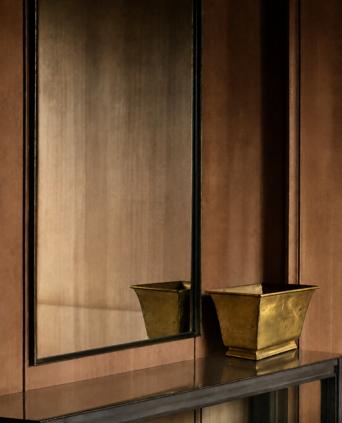 Hexagonal Brass Jardiniere
