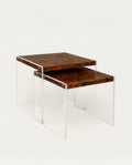 Burl Wood Acyrlic Side Table